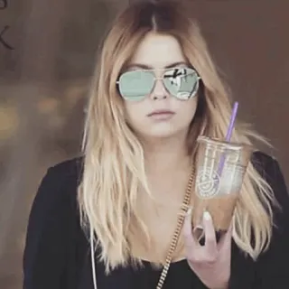 🍓 woman, coffee, sunglasses, portrait, drink, female telegram sticker