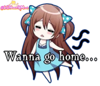 🙁 Wanna go home... Аниме, Девушка, Грустно, Чиби, Дом, Устала, Мультфильм whatsapp sticker