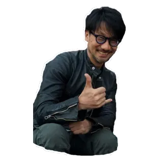 🤙 Hideo Kojima Hideo Kojima, Desenvolvedor de jogos, Japonês, Polegar para cima, Retrato telegram sticker