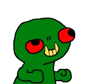 😀 монстр, мультфильм, зеленый, красный, существо telegram sticker
