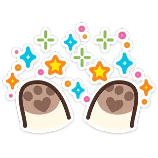 🐾 pattes de chat, étoiles, paillettes, mignon, kawaii, animal, pattes, cœur telegram sticker
