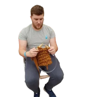 🥳 knitting, man, yarn, craft, hobby, DIY telegram sticker
