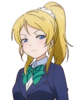 😒 anime, cartoon, character, girl, blonde, ponytail, school uniform telegram sticker
