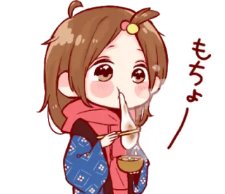 🥴 もちよ Anime, Fille, Mignon, Nourriture, Kawaii, En train de manger whatsapp sticker