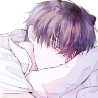😴 Аниме, Мужчина, Сон, Подушка, Романтика, Лежит whatsapp sticker
