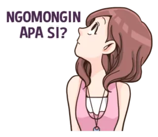 🙄 NGOMONGIN APA SI? Frau, Cartoon, denkend, fragend, indonesisch telegram sticker