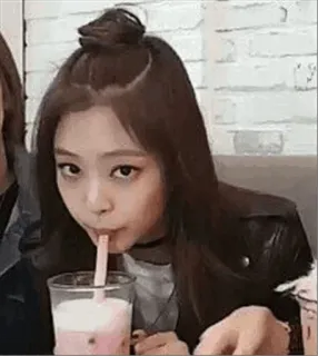 🍍 woman, drinking, boba, tea, person, portrait telegram sticker