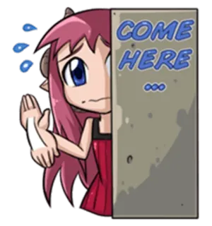 😕 COME HERE อนิเมะ, การ์ตูน, ผู้หญิง, คำขอ, กวักมือเรียก telegram sticker