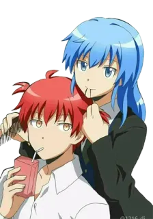 💆‍♂️ Karma Akabane, Nagisa Shiota Assassination Classroom อนิเมะ, ตัวละคร, เพื่อน, ชีวิตประจำวัน, โรงเรียน telegram sticker