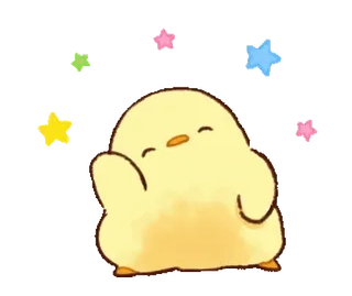 😋 gà con, chim, kawaii, dễ thương, ngôi sao, vàng, hoạt hình, động vật telegram sticker