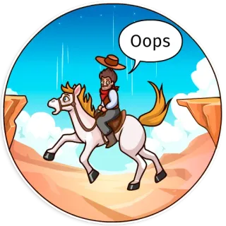 😯 Oops Cowboy, Cheval, Désert, Falaise, Dessin animé, Chute telegram sticker