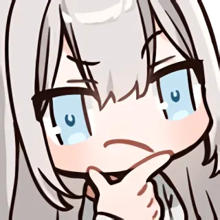 🙃 Аниме, Мультфильм, Думающий, Милый, Смущенный, Выражение telegram sticker