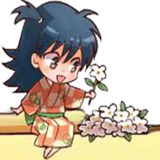 😊 Chibi, Flores, Kimono, Dibujos animados, Lindo, Anime, Japón whatsapp sticker