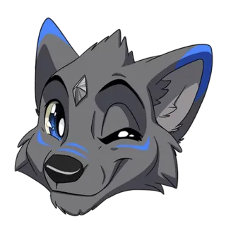 😉 lupo, furry, cartone animato, animale, personaggio, mascotte, carino, occhiolino telegram sticker