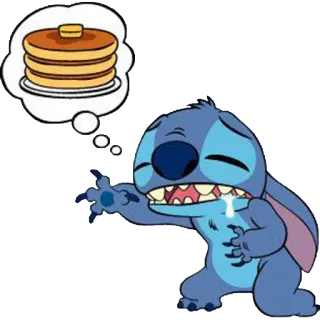 😓 Stitch สติทช์, แพนเค้ก, ดิสนีย์, การ์ตูน, อาหาร, น่ารัก telegram sticker
