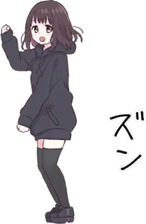 💃 ズシン anime, girl, hoodie, japanese, cute telegram sticker