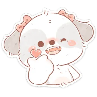 👍 lucu, anjing, kartun, hati, kawaii, binatang, stiker telegram sticker