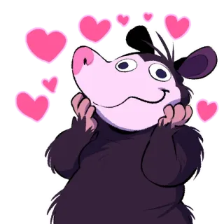 ❤️ opossum, hearts, cute, animal, love whatsapp sticker