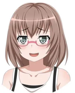 😌 Anime, Garota, Óculos, Desenho animado, Retrato telegram sticker