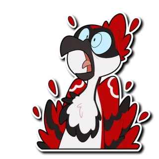 😱 uccello, cartone animato, rosso, scioccato, animale, adesivo telegram sticker