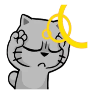 🤕 cat, sticker, exhausted, sad, tired, cartoon, gray, animal telegram sticker