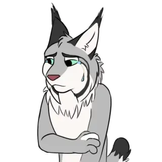 😢 triste, chorando, gato, desenho animado, adesivo, animal, cinza telegram sticker