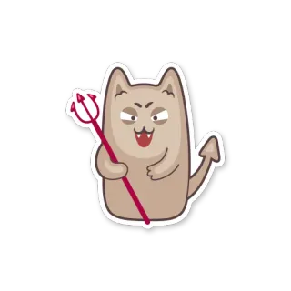 😈 gatto, diavolo, cartone animato, adesivo, halloween, malvagio, forcone, demone telegram sticker