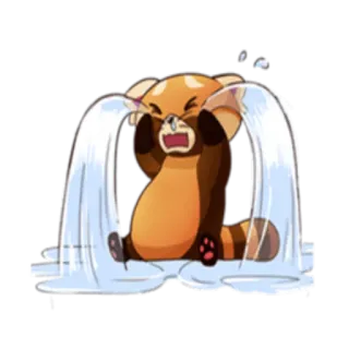 😭 panda merah, menangis, air mata, sedih, kesal, kartun telegram sticker