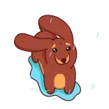 ☔️ Cartoon, Dier, Bruin, Schattig, Water, Illustratie telegram sticker