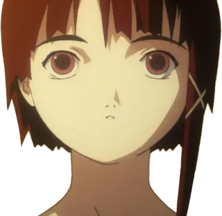 😦 Iwakura Lain Serial Experiments Lain anime, ragazza, capelli castani, cyberpunk, Serial Experiments Lain telegram sticker