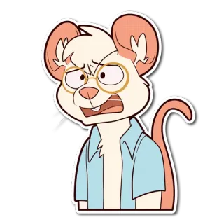 😩 rato, personagem, desenho animado, óculos, irritado, adesivo telegram sticker