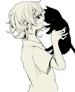 😊 Anime, Anak laki-laki, Kucing, Manga, Ilustrasi, Kucing hitam telegram sticker