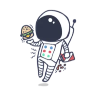 🍔 astronauta, hambúrguer, comida, espaço, desenho animado telegram sticker