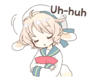 🌬 Uh-huh Anime, Chibi, Mono, Dormilón, Conejo, Orejas whatsapp sticker