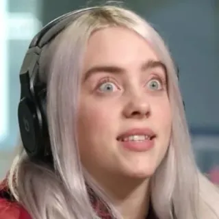 💧 Billie Eilish Billie Eilish, นักร้อง, นักดนตรี, ภาพเหมือน, หูฟัง, ป๊อปสตาร์ telegram sticker