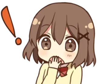 😮 Anime, Cartone animato, Scioccata, Sorpresa, Ragazza, Esclamazione telegram sticker