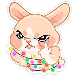 😝 토끼, 스티커, 귀여운, 동물, 가운데 손가락, 모욕적인 제스처, 만화 telegram sticker