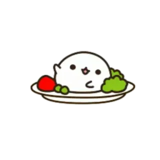 🍥 uroczy, kawaii, jedzenie, talerz, postać, animowany telegram sticker