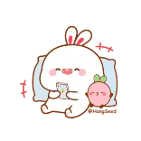 😂 coniglio, kawaii, carino, pesca, dormire whatsapp sticker