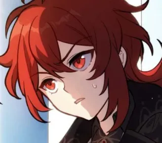 🌟 Diluc Genshin Impact Anime, Game, Rambut Merah, Manga whatsapp sticker
