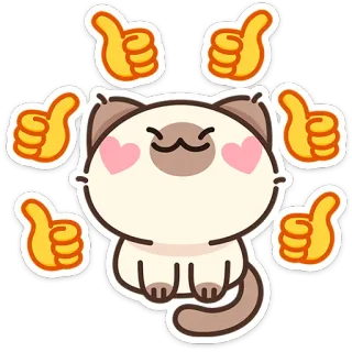 👍 chat, pouce levé, mignon, animal, approbation, positif, autocollant telegram sticker