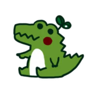 👈 cá sấu, cá sấu mõm ngắn, xanh lá cây, hoạt hình, động vật, dễ thương, kawaii telegram sticker