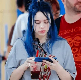 🕸 Billie Eilish 歌手, セレブ, 青髪, ミュージシャン, ティーンアイドル, ポップスター telegram sticker