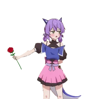 😚 аниме, мультфильм, девушка, роза, персонаж telegram sticker