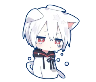 😭 anime, manga, chibi, cute, sad, kawaii, catboy whatsapp sticker