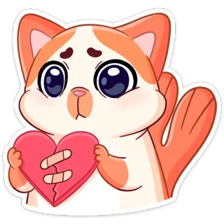 💔 kucing, hati, cinta, sedih, imut, plester, patah hati, emoji telegram sticker
