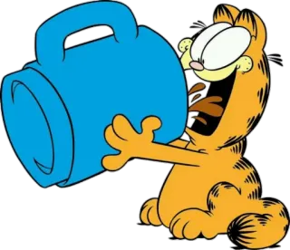 ☕ Garfield desenho animado, gato, Garfield, laranja, bebendo, caneca telegram sticker
