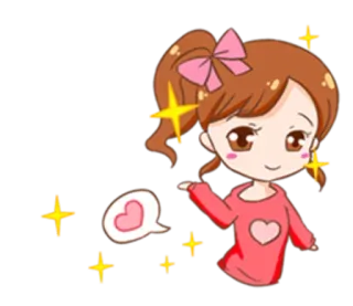 ✌️ Desenho animado, Menina, Coração, Brilho, Fofo whatsapp sticker
