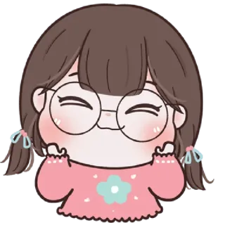 🥨 Cartone animato, Ragazza, Occhiali, Carino, Allegro telegram sticker