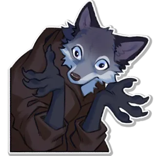 😶 หมาป่า, สัตว์, เฟอร์รี่, การ์ตูน, ตัวละคร telegram sticker